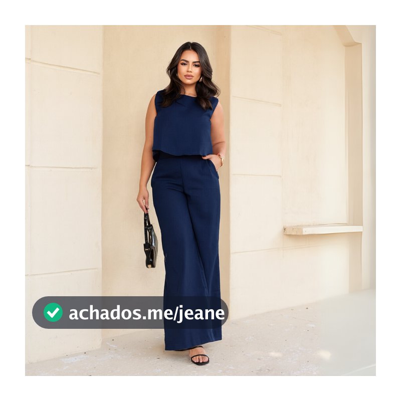 Conjunto Feminino Blusa e Calça Pantalona Em Alfaiataria