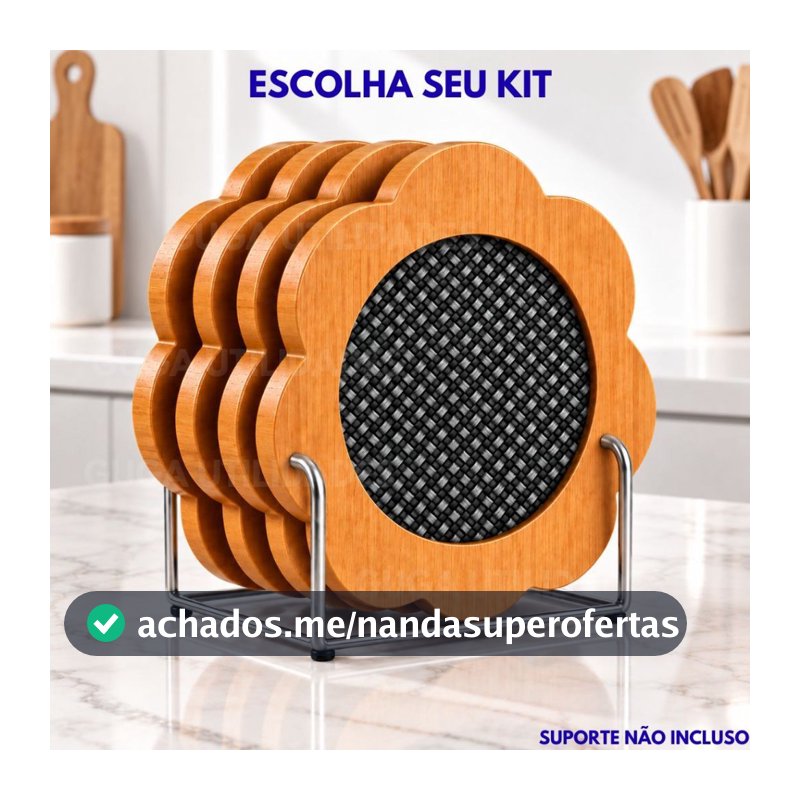 Kit Descansos de Panela em Bambu Resistente, Suporte Para Panelas Quentes, Utensílios de Cozinha, Protetor de Mesa