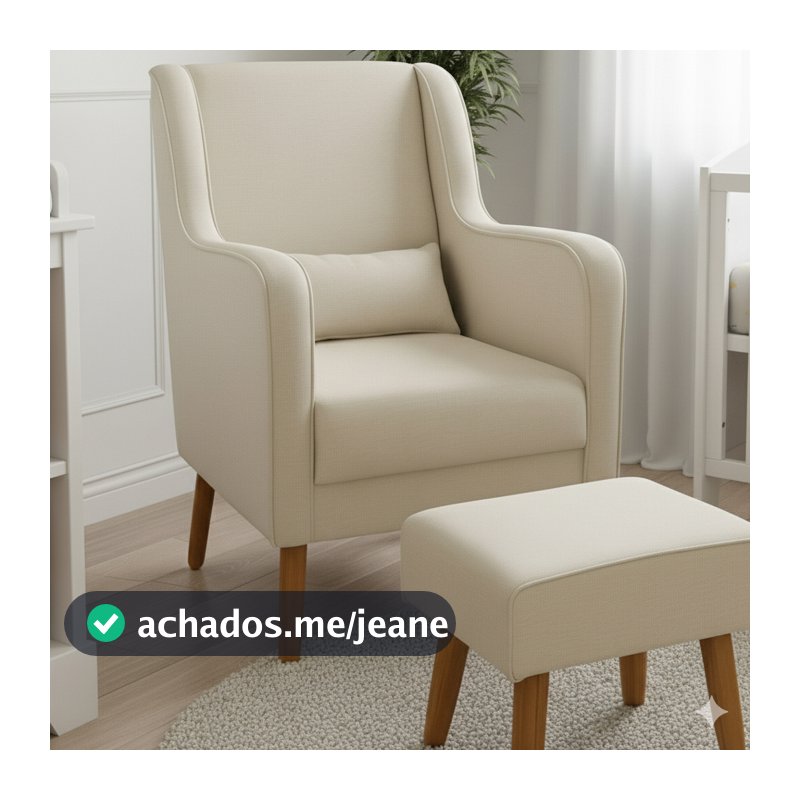 Poltrona Amamentação  em Linho com Encosto Alto e Pés Palito – Moderna e Elegante para sua Casa