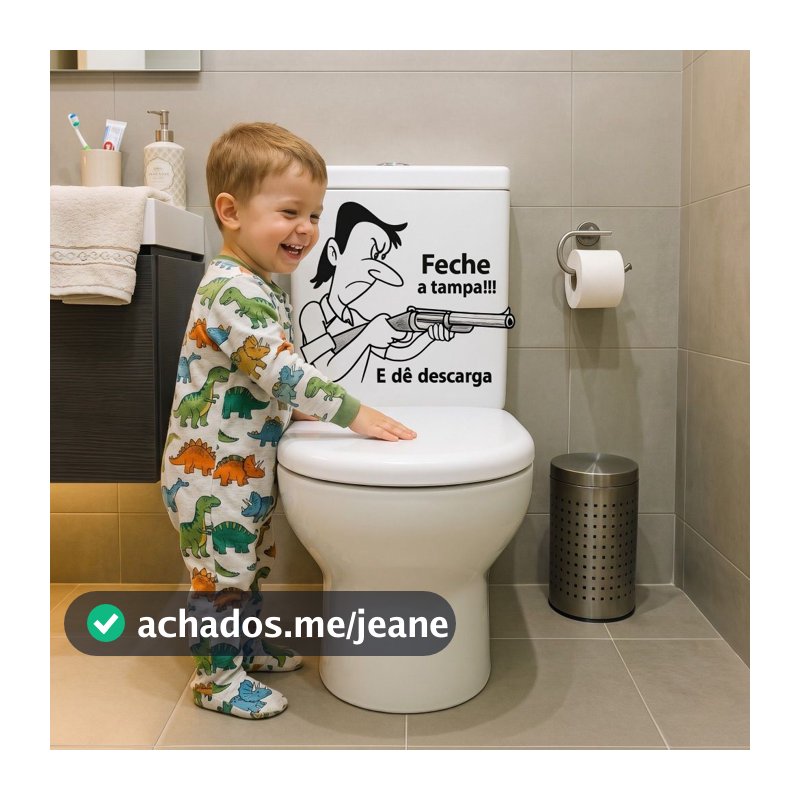 Adesivo Decorativo Tampa Vaso Sanitário Feche a Tampa Meanny Ranhenta