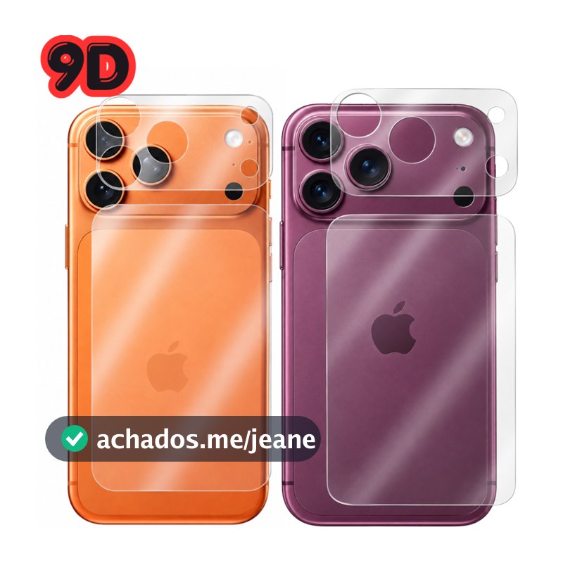 Kit Película Premium 9D Cerâmica Traseira + Câmera Compatível iPhone 17 Pro Max/ Pro / Air 18 Pro Max AntiRisco
