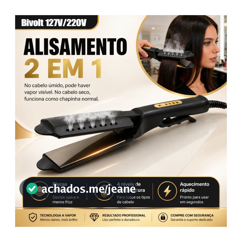 Chapinha Alisadora Profissional Cerâmica 4 Níveis de Temperatura Anti Frizz Cabelo Liso Perfeito127V/220V