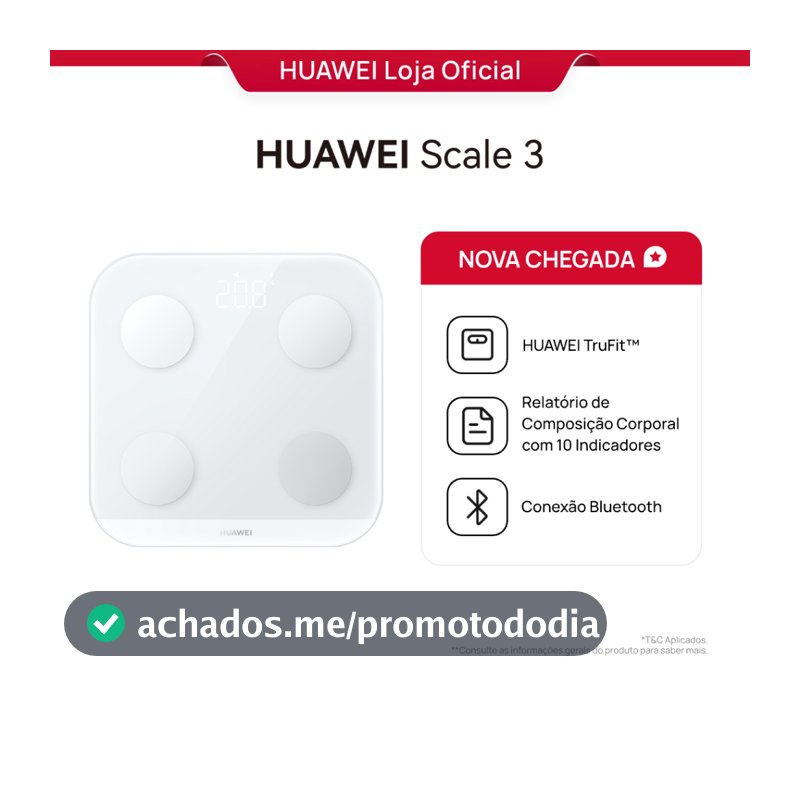 Huawei Balança Corporal Inteligente Scale 3 | 11 Indicadores Corporais | HUAWEI TruFit | Bluetooth