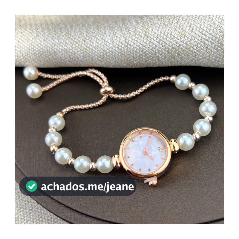 Elegante Relógio de Quartzo Feminino com Pulseira de Contas Ajustável - Moderno e Versátil