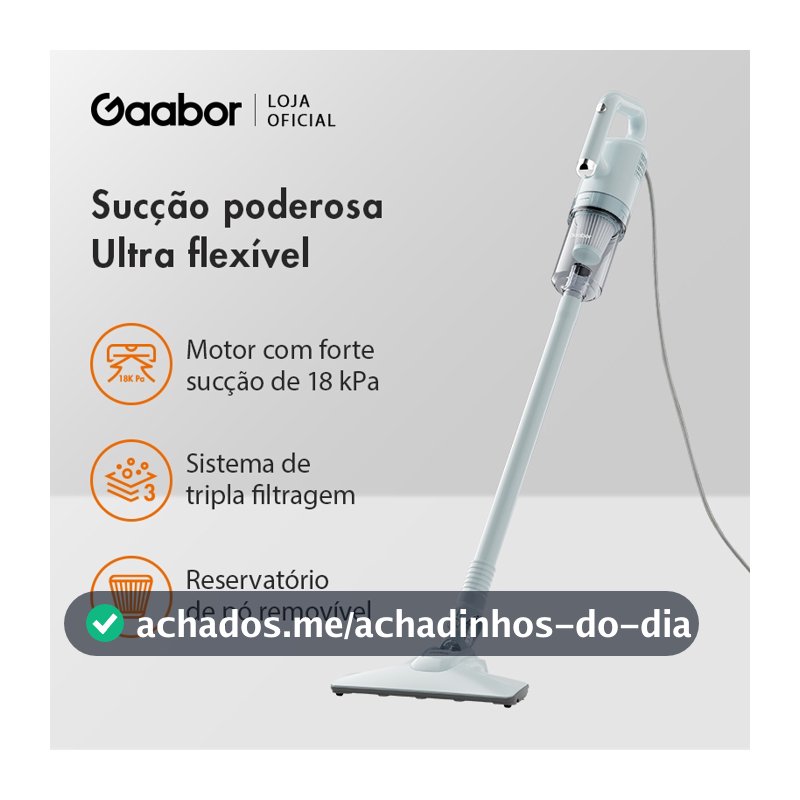 Gaabor Aspirador 2 em 1 18000Pa Forte Sucção Silencioso Fácil Guardar CW-18M02A