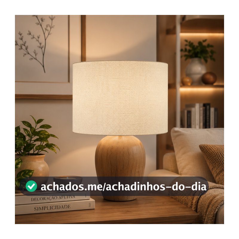 Cúpula Algodão Cru 40x40x22cm Cilíndrica E27 – para Abajur, Pendente e Luminária