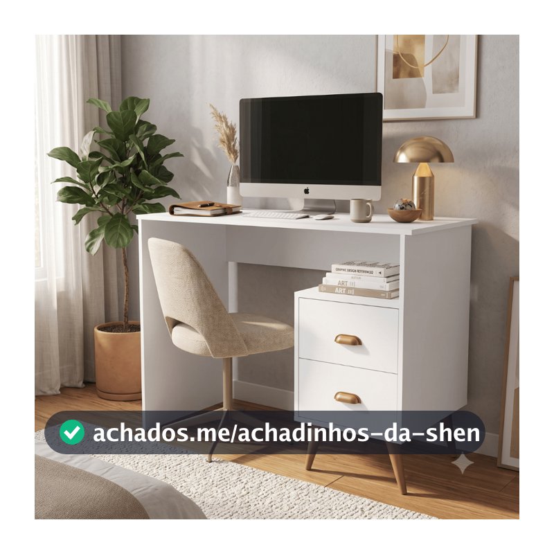 OFERTA Mesa Estudo New York Escrivaninha 2 Gavetas Nicho Home Office Escritório Quarto Compacta
