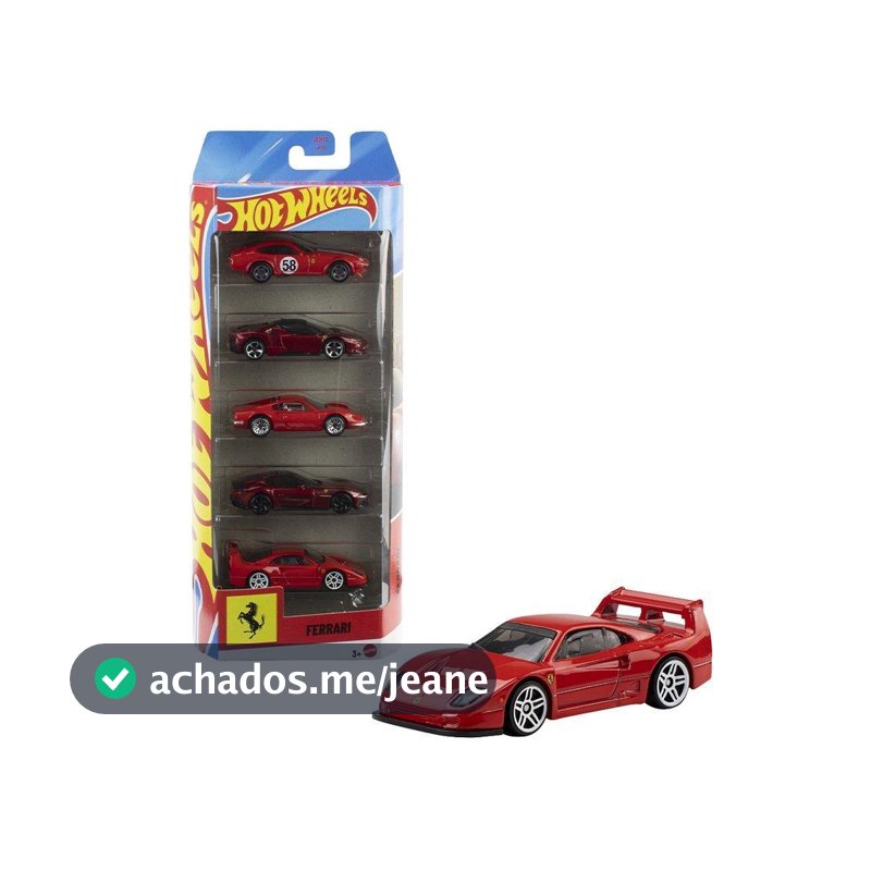 Carrinho Hot Wheels Ferrari - Embalagem com 5 Unidades JLN12 (SORTIDO)
