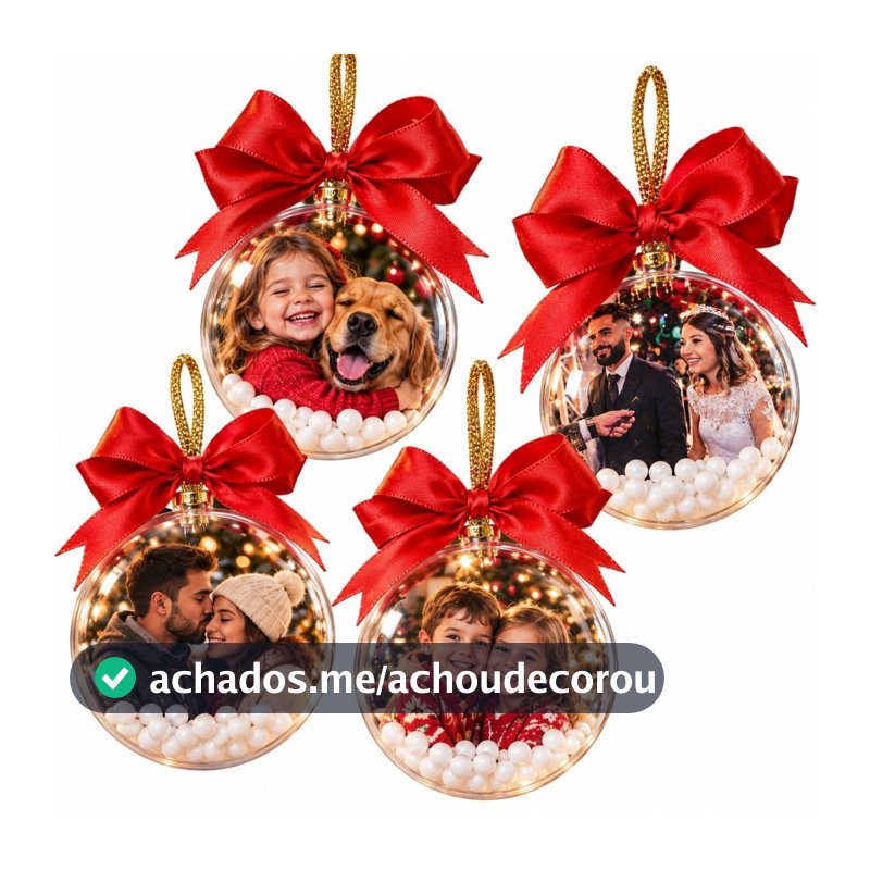 Kit Bola De Natal Personalizada Com Foto Enfeite Arvore Natalina Final De Ano Presente Lembrancinha