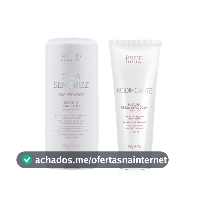 Amend KIT Seca Sem Frizz Leave-in 180g + Acidificante Máscara Equilíbrio do PH 250g