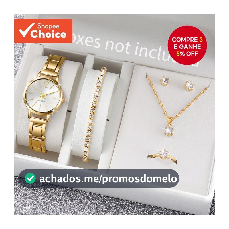 Conjunto De Relógio Feminino Ros ivga 6 Peças De Pulseira De Liga De Quartzo Com Strass Joias Da Moda Presente Para O Na