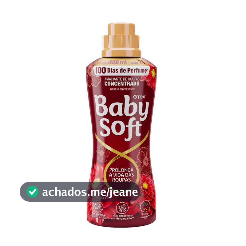 Amaciante Concentrado Baby Soft Desejo Envolvente 500ml - Rende 25 lavagens