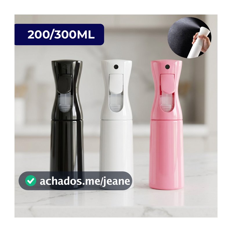 Borrifador Spray Contínuo Névoa Ultra Fina 200/300ML | Pulverizador Multiuso Cabelereiro Barbeiro Limpeza Plantas