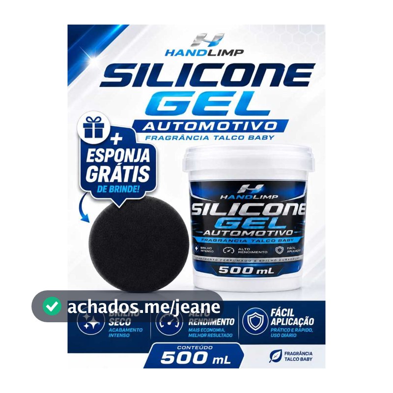SILICONE GEL AUTOMOTIVO 500ML HANDLIMP BRILHO SECO ALTO RENDIMENTO + ESPONJA GRÁTIS