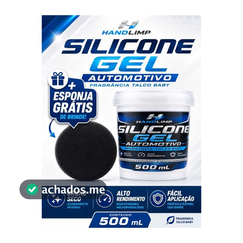 SILICONE GEL AUTOMOTIVO 500ML HANDLIMP BRILHO SECO ALTO RENDIMENTO + ESPONJA GRÁTIS