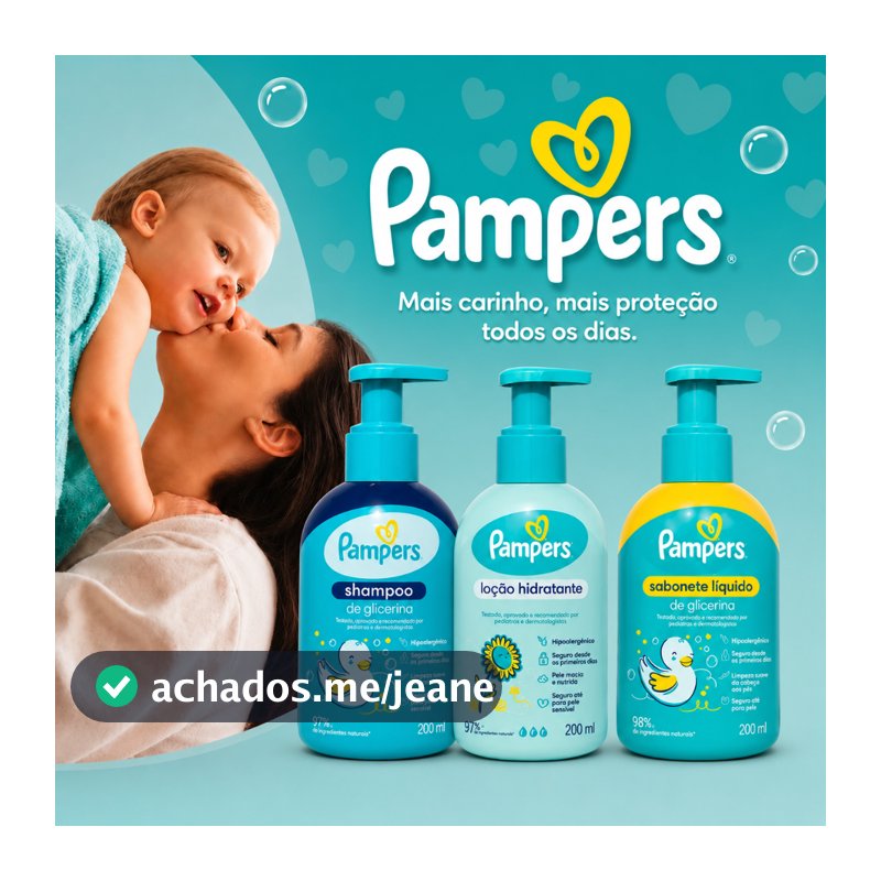 Kit Pampers Bebê Shampoo e Loção Hidratante e Sabonete Recém-Nascido Pele Sensível