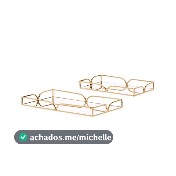 KIT BANDEJAS EM METAL COM ESPELHO – 2 PÇS - 20724