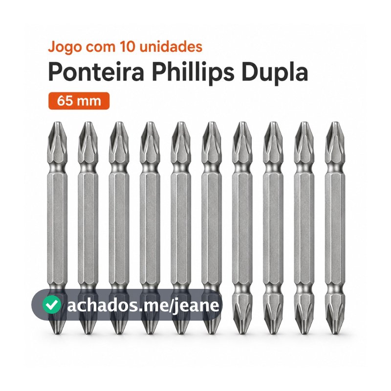 Kit 10 Bits Ponteira Dupla PH2 SL6 65mm Aço CR-V Imantada para Parafusadeira