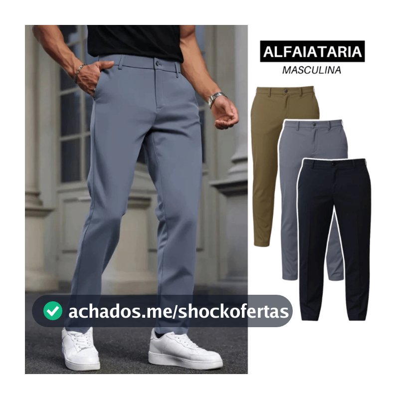 Calça Old Money Sport Fino Alfaiataria Social Preta Slim Com Bolso Embutido Elastano