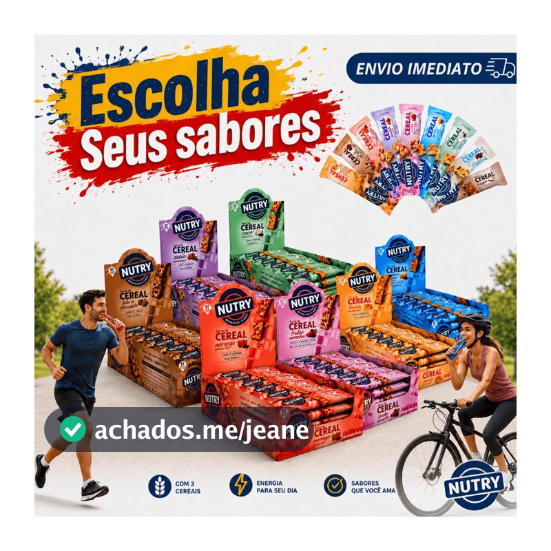 Barra De Cereais Nutry Caixa C/ 24 Unidades - Escolha Sabores