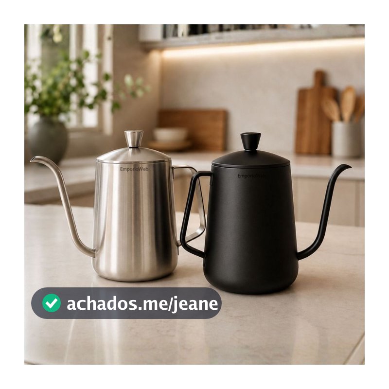Bule Inox Escovado Bico Fino 600 Ml Com Tampa Leiteira Profissional Aço Inoxidável Antiferrugem