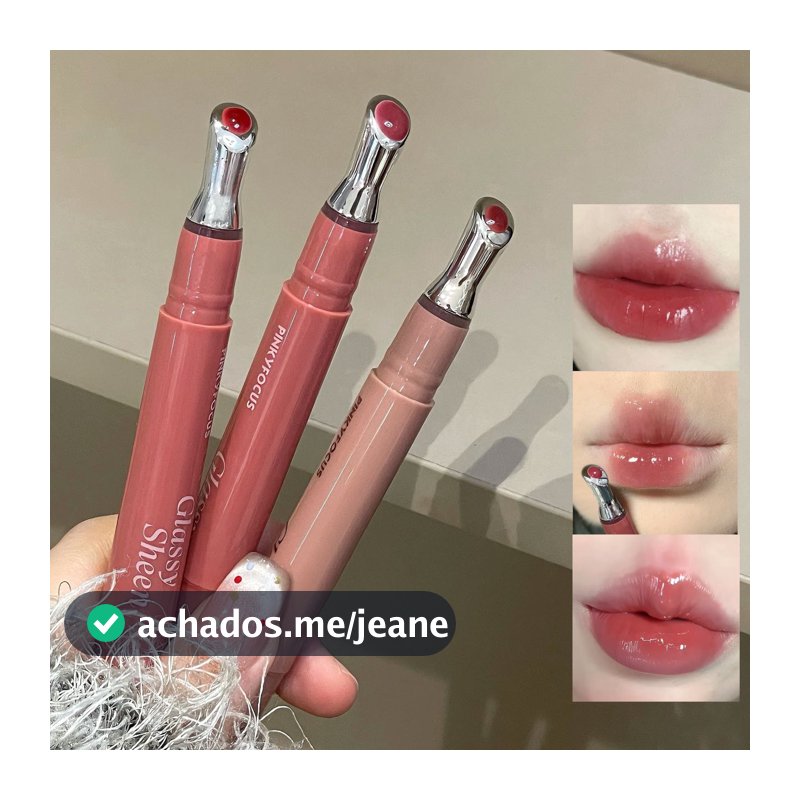 PINKYFOCUS Brilho Labial Gelado - Longa Hidratação, Não Pegajoso, Não Desbota, Brilho Aquoso para Lábios Volumosos