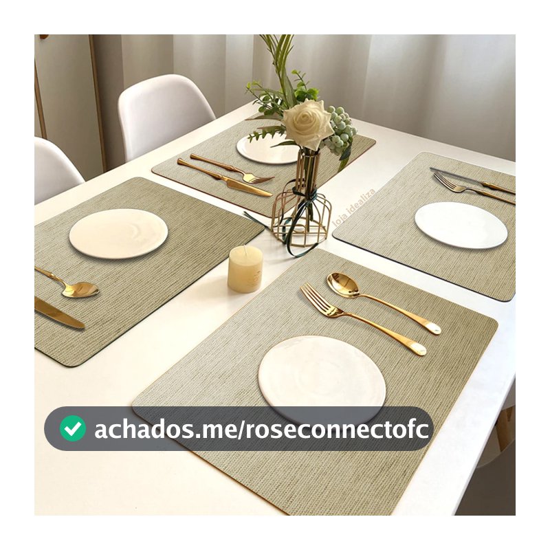 6 Jogo Americano Juta Areia - Impermeável Limpa Facil Pvc