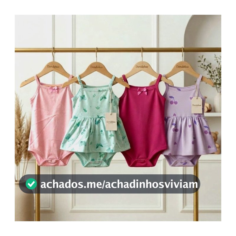 kit 4 Body Bebe Alcinha Body Saia 100% Algodão  Bori Bebe Menina