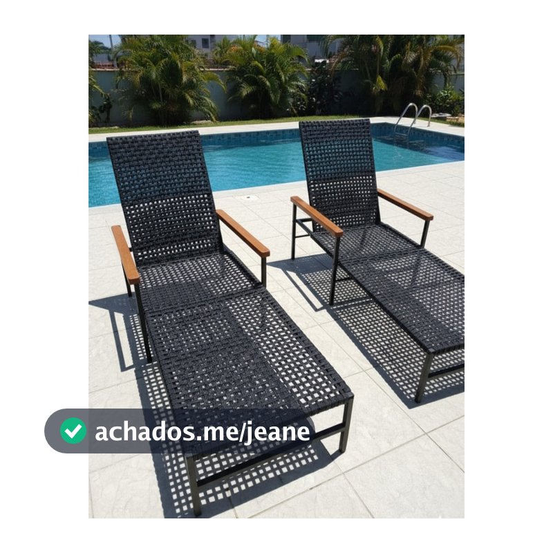 Kit 2 espreguiçadeiras área externa com regulagem piscina corda náutica