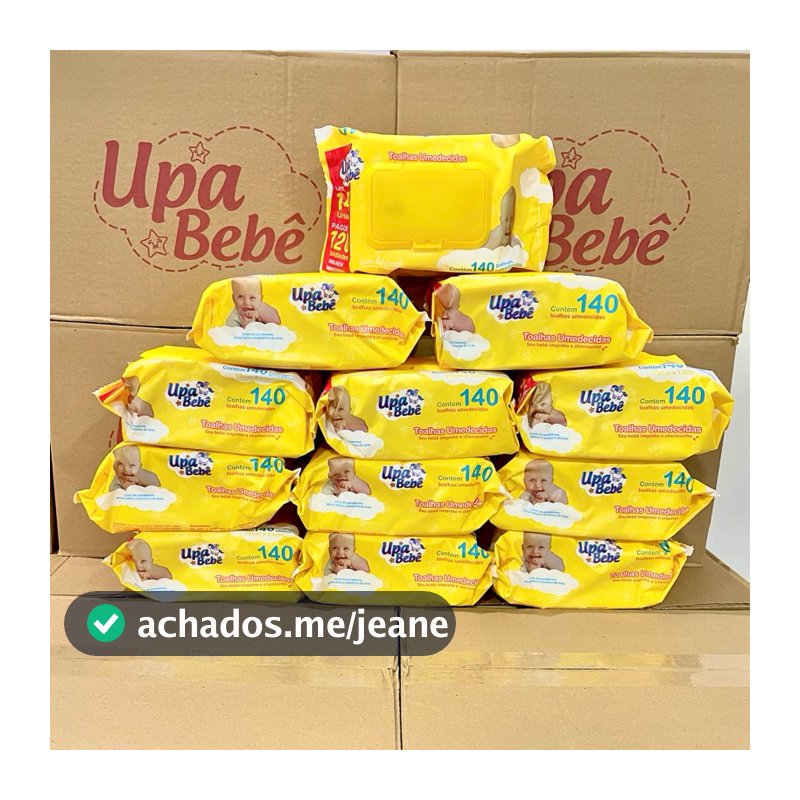 Kit 1680 lenços/Toalhas umedecidas Upa bebe caixa com 12 pacotes 140 und cada