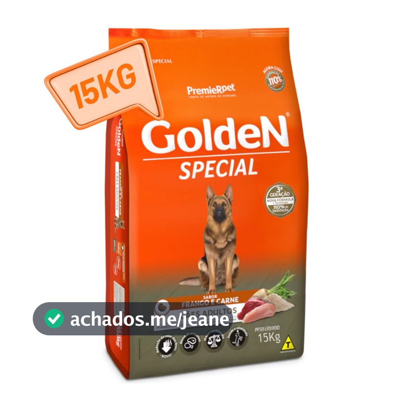 Ração Golden Special para Cães Adultos – Sabor Carne e Frango – 15kg