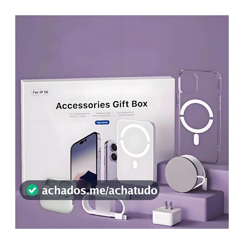 Kit Completo para iPhone 6/13/14/15 - Carregador Indutivo, Cabo de Dados, Fone Bluetooth e Power Bank P2