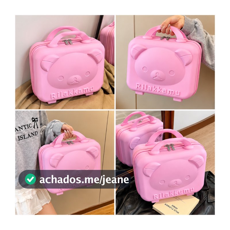 Mini Frasqueira Infantil Rígida Ursinho 3D Alto-Relevo Necessaire Organizador