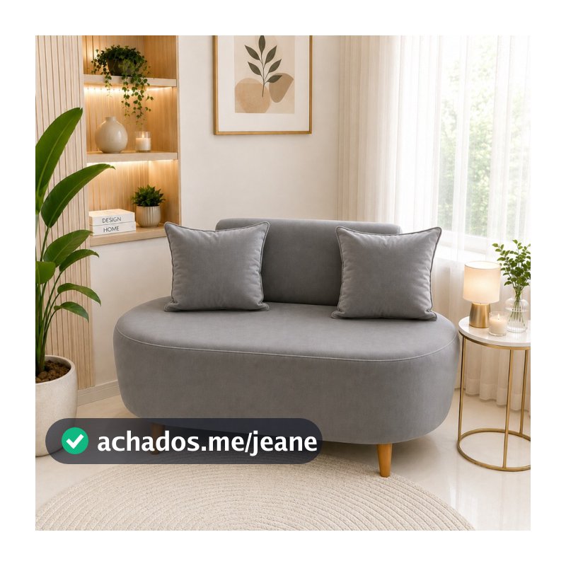 Namoradeira Sofa Feijão Organico Tecido Veludo 115 Cm Para Sala Cantinho  de Leitura Visammer