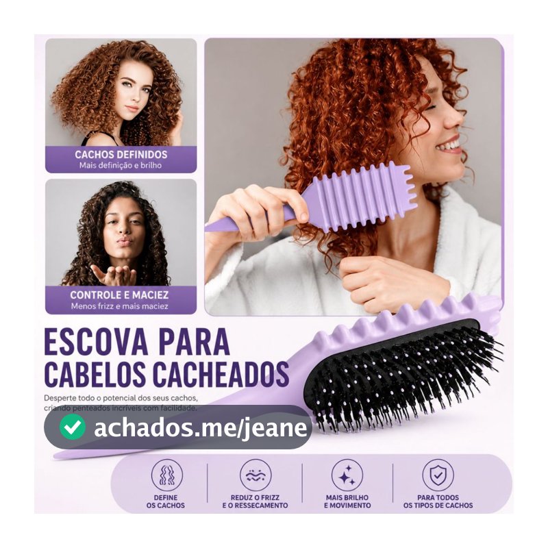 Escova Finalizadora para Cabelos Cacheados Ondulado Reduz Frizz Desembaraço Suave Sem Danificar Fios