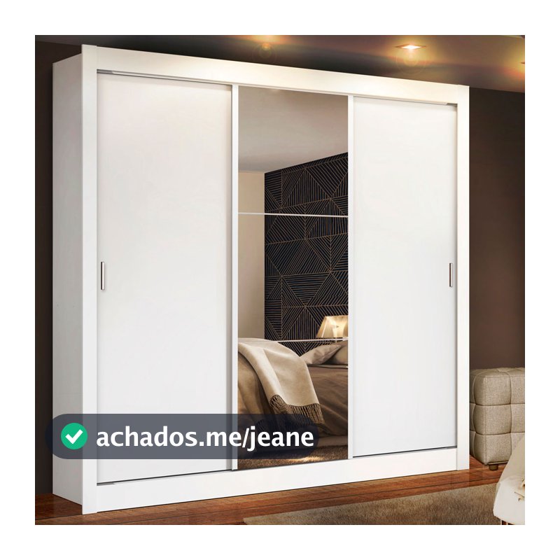 Guarda Roupa Casal 3 Portas de Correr com Espelho Madesa Mônaco
