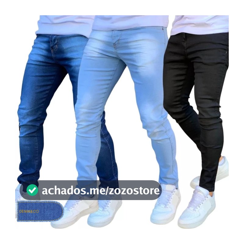 Kit Calça Jeans Skinny Masculina Com Lycra Estica Muito Nf super promoção