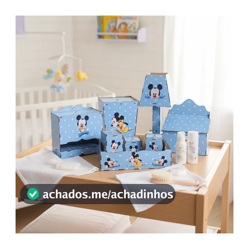 Kit Higiene Bebê Mickey ou Minnie - Lembrancinha Infantil MDF ADESIVADO