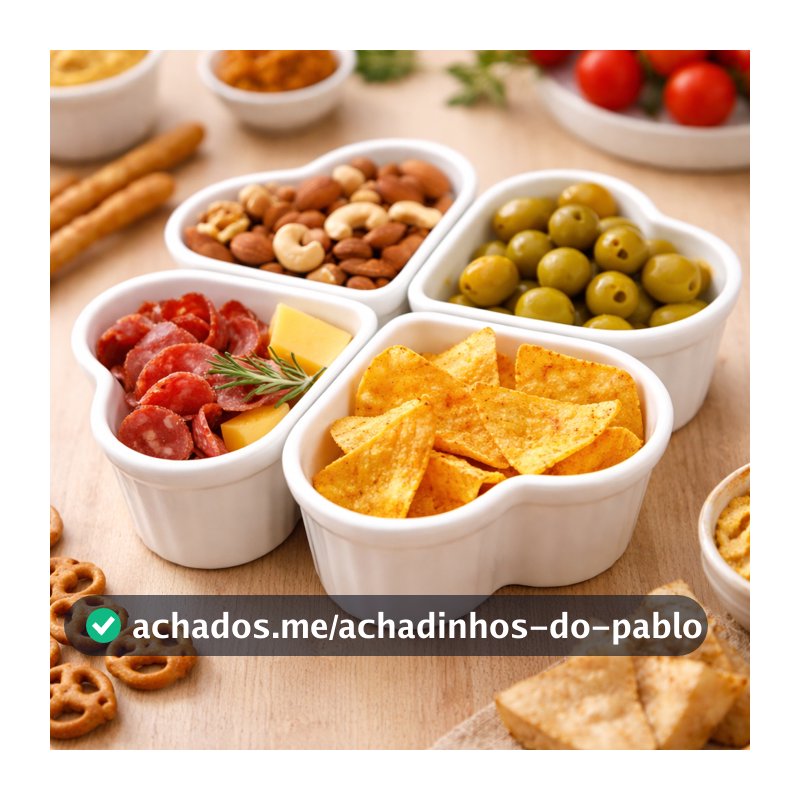 Kit Petisqueira Coração Ramequin de Plástico Forte Pote Petiscos Molhos Maionese Lanches