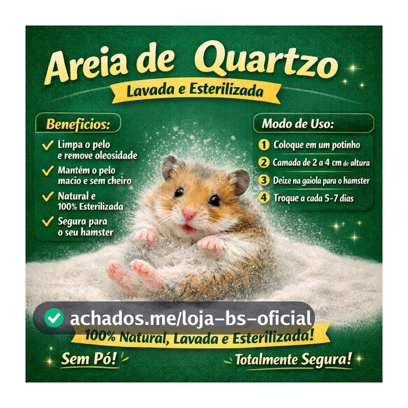 Areia de Quartzo 00 (1kg) para Aquário Banho a Seco Roedores Hamster
