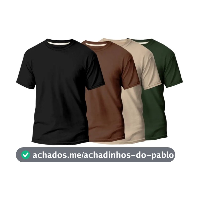Kit 4 Camiseta Masculina 100% Algodão Básica Varias Cores Lisa Gola Redonda Camisa