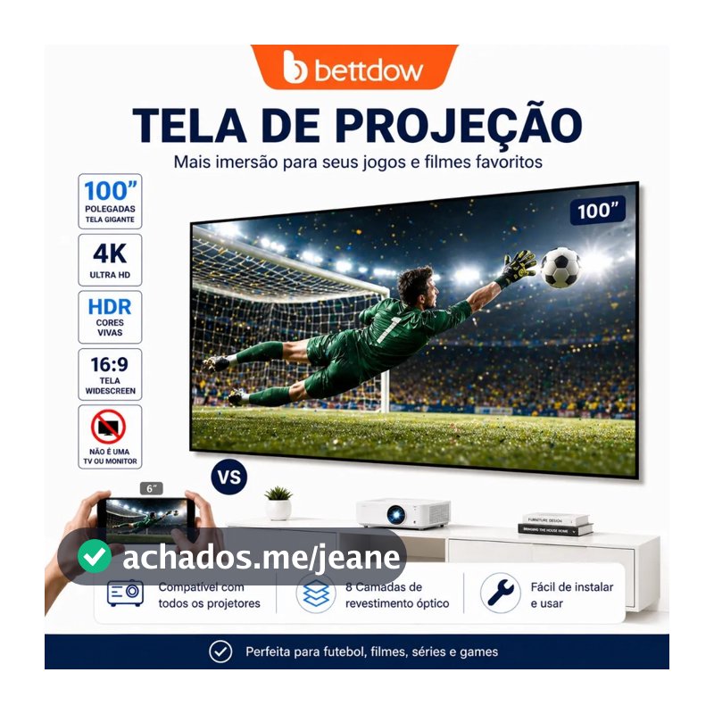 BETTDOW high-contrast anti-glare projection screen, supports 2K/4K, wrinkle-resistant material, eye-friendly.