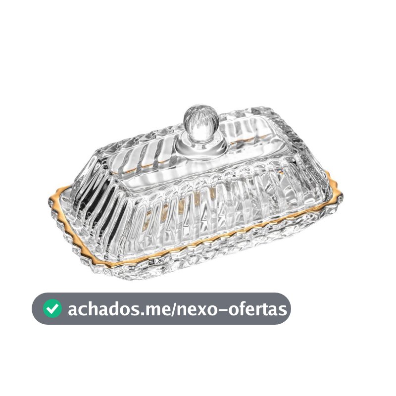 Manteigueira Imperatriz de Cristal com Fio de Ouro Wolff Manteigueira para Mesa Posta Café da Manha e Chá Qualidade Casa