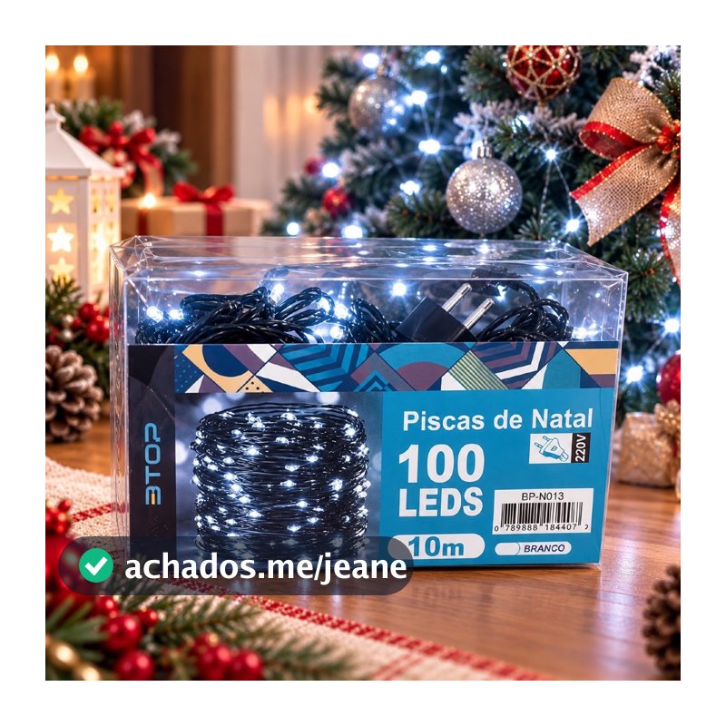 Pisca Pisca Natal 100 LEDs 10m Luz Branca Decoração Natalina Árvore e Festas