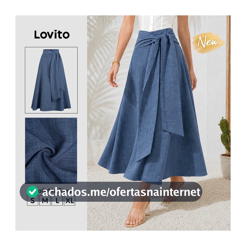 (New Arrival) Lovito Saias Boho com Cordão Azul Primavera/verão para Mulheres Evangelical SKB38BR047