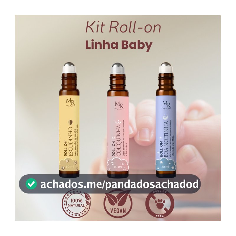 Kit Bebê Aromaterapia 3 Roll On 10ml | Sono, Cólica e Proteção | Natural Infantil Completo