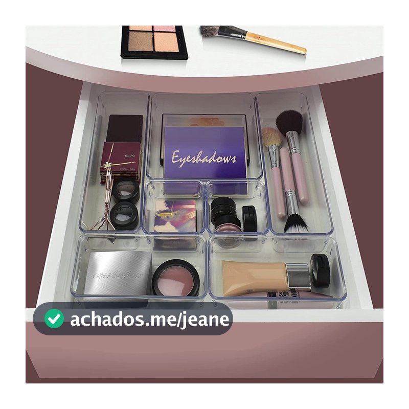 Kit 7 Organizadores Multiuso para Gavetas, Armários, Maquiagem Geladeiras, Pote Acrílico Cristal Acrimet 975