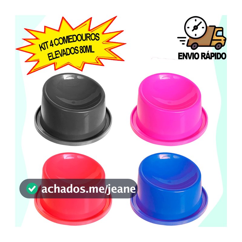 Kit 4 Comedouro Elevado Gato Ergonômico Pequeno 80ml Comedouro Gato Pet Shop