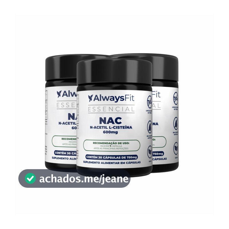 N-Acetil L-Cisteína NAC - 600mg - Precursor da Glutationa - 30 Cápsulas - 3 Unidades