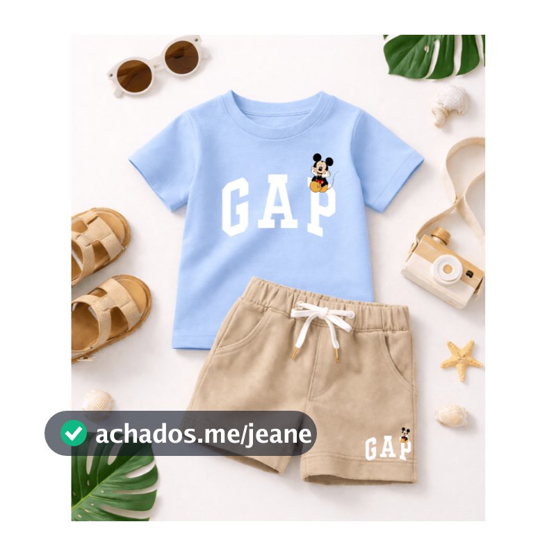 Conjunto infantil para meninos  -Estiloso de verão - camiseta manga curta e bermuda de moletom  básico casual